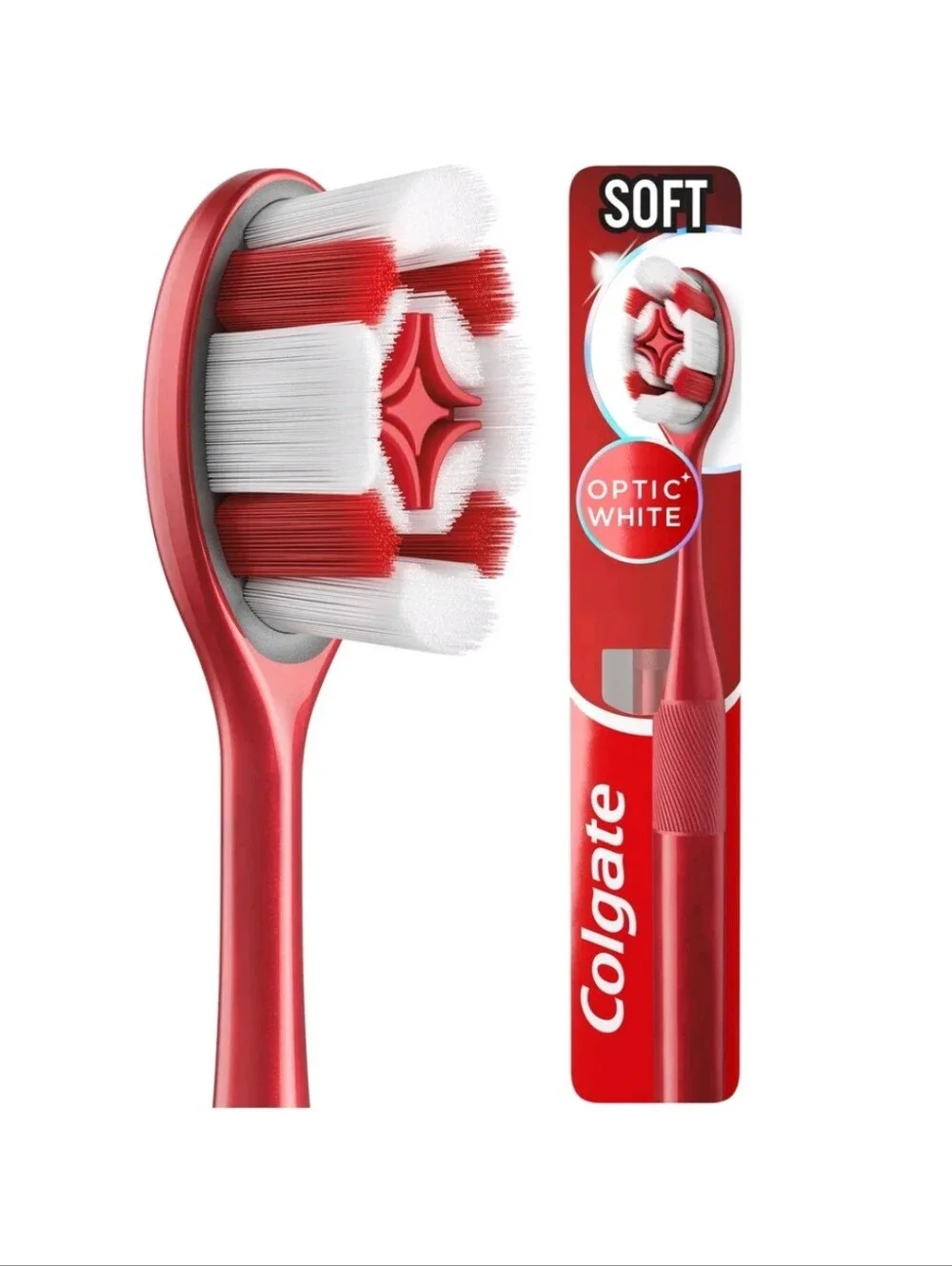 ⭐4/$15 Colgate Optic White Soft Toothbrush for Adults In Red